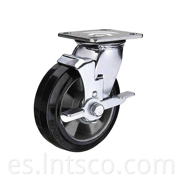 Heavy Duty Rubber on Aluminum Side Brake Casters